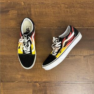 Vans Old Skool Flame Print Suede Sneakers Men's Size 9 Low Top